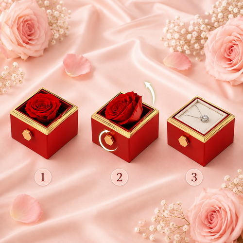 Le Secret de la Rose – Coffret Rotatif & Collier