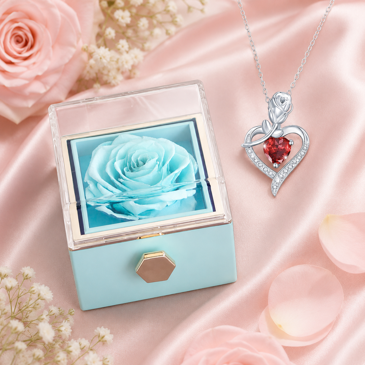 Le Secret de la Rose – Coffret Rotatif & Collier