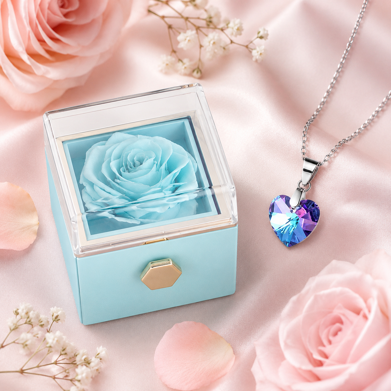 Le Secret de la Rose – Coffret Rotatif & Collier