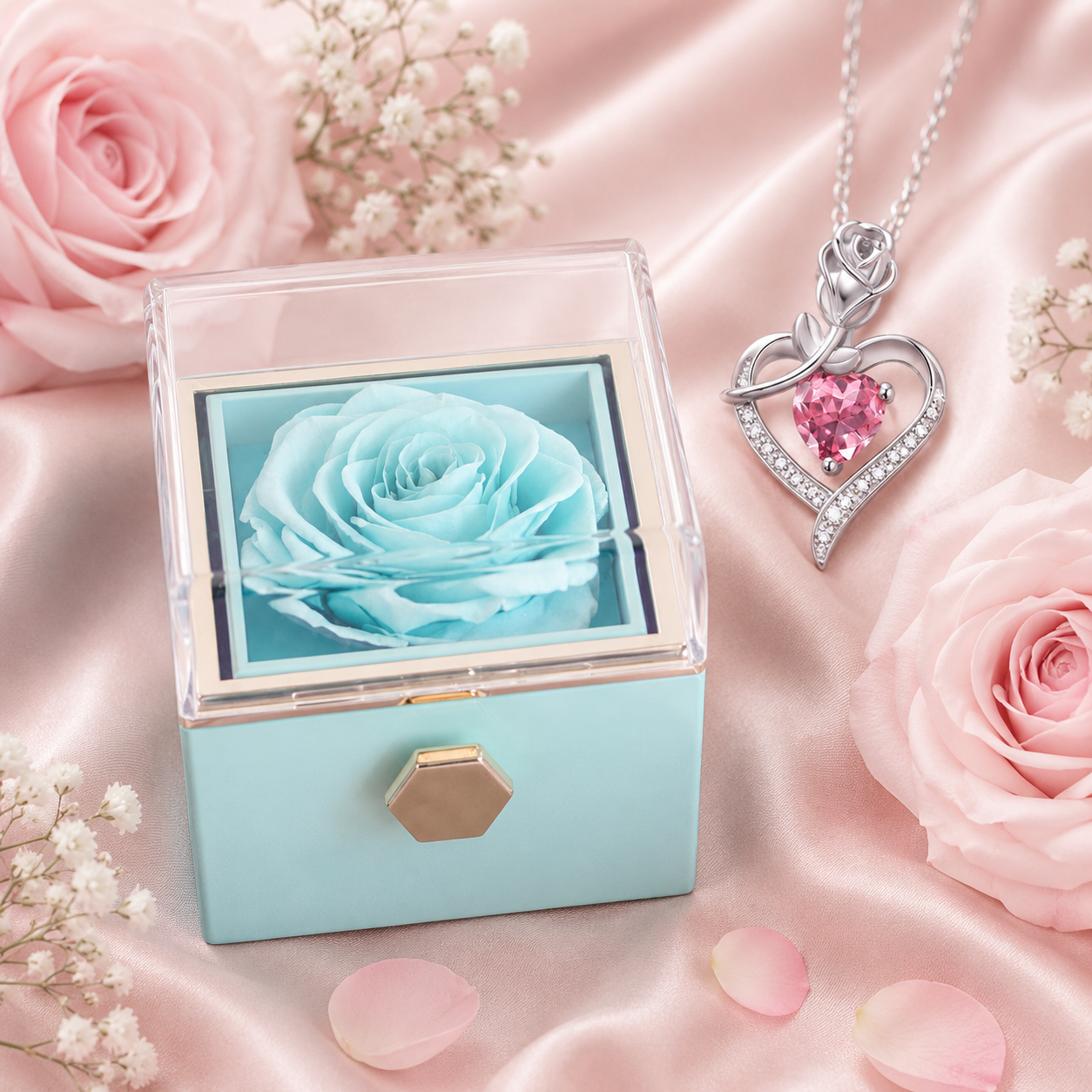 Le Secret de la Rose – Coffret Rotatif & Collier
