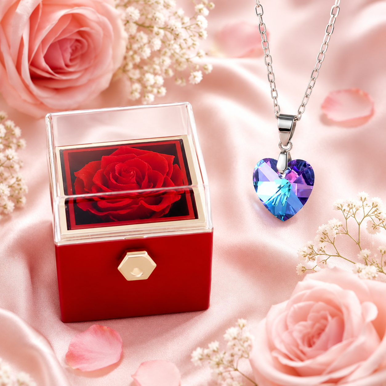 Le Secret de la Rose – Coffret Rotatif & Collier