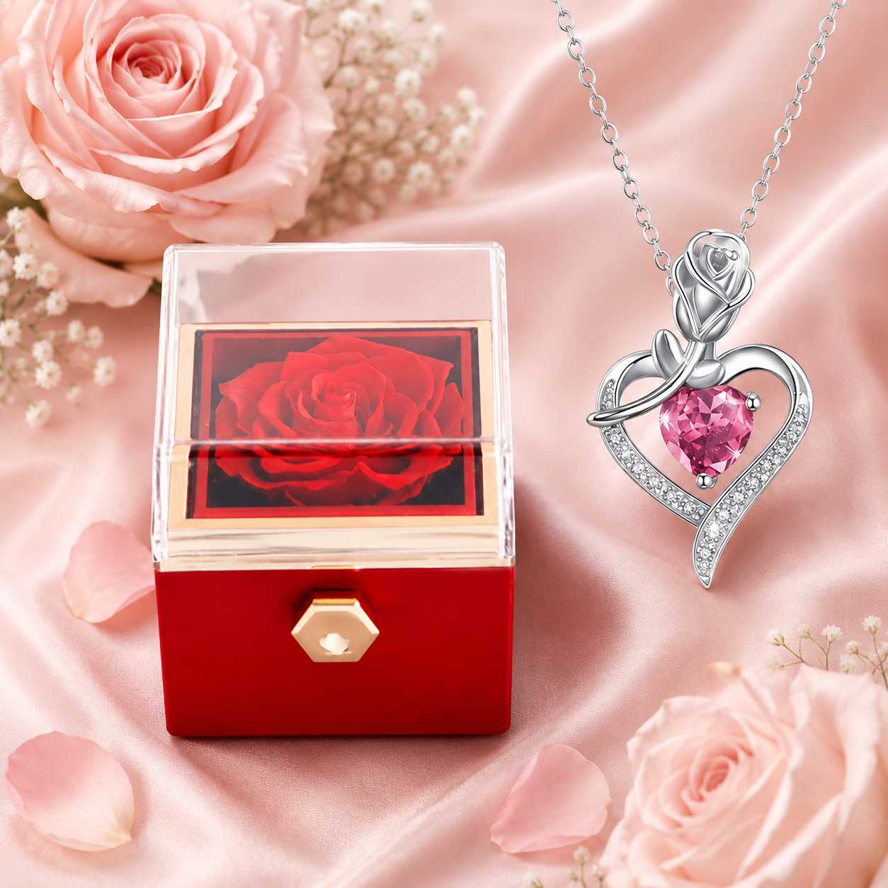 Le Secret de la Rose – Coffret Rotatif & Collier