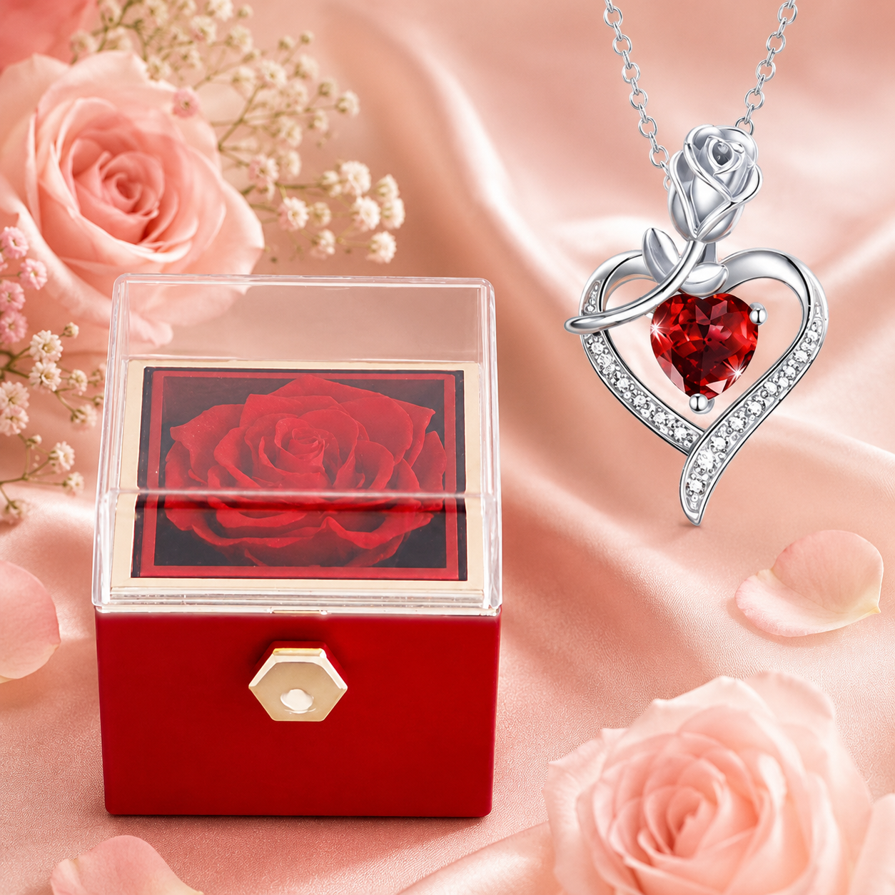 Le Secret de la Rose – Coffret Rotatif & Collier