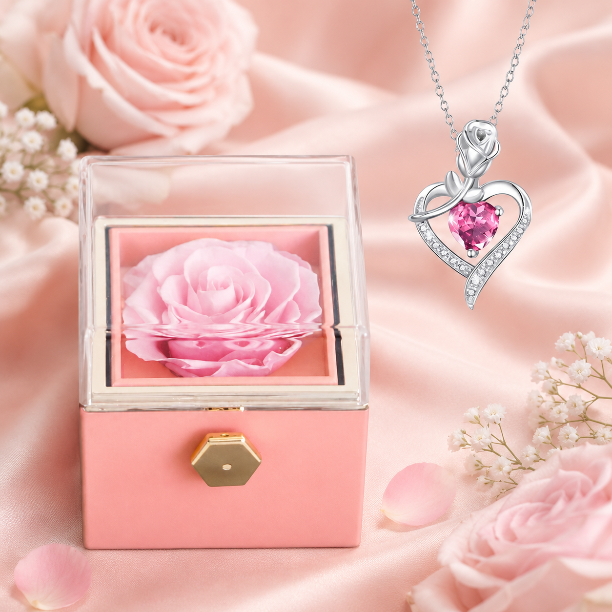 Le Secret de la Rose – Coffret Rotatif & Collier