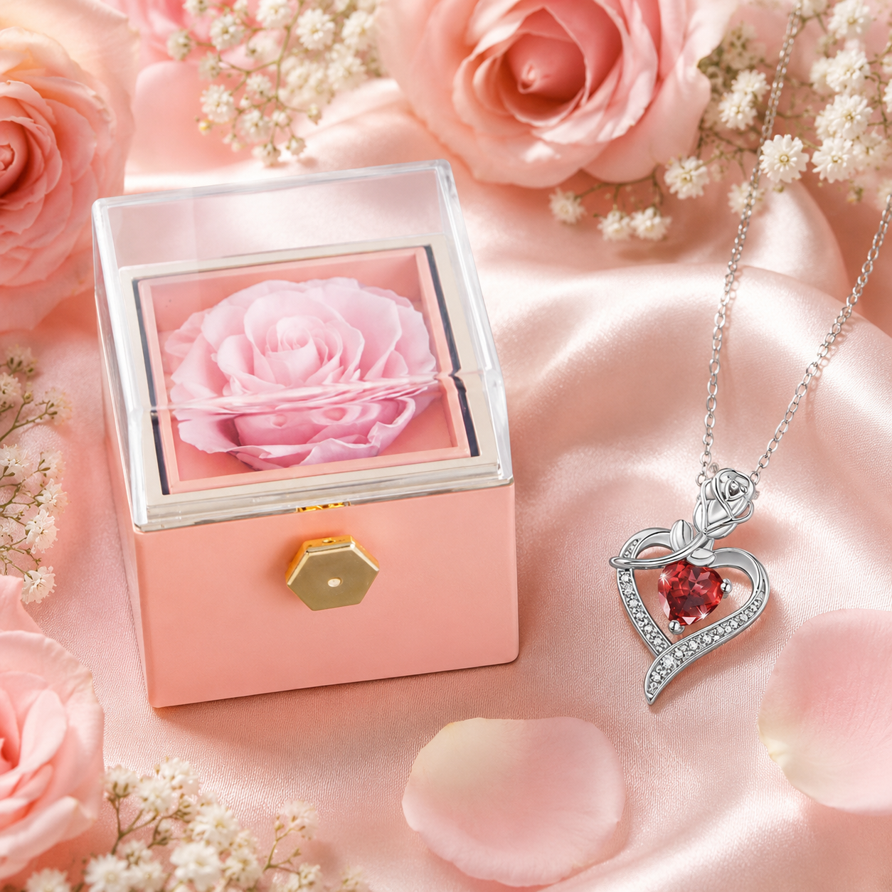 Le Secret de la Rose – Coffret Rotatif & Collier