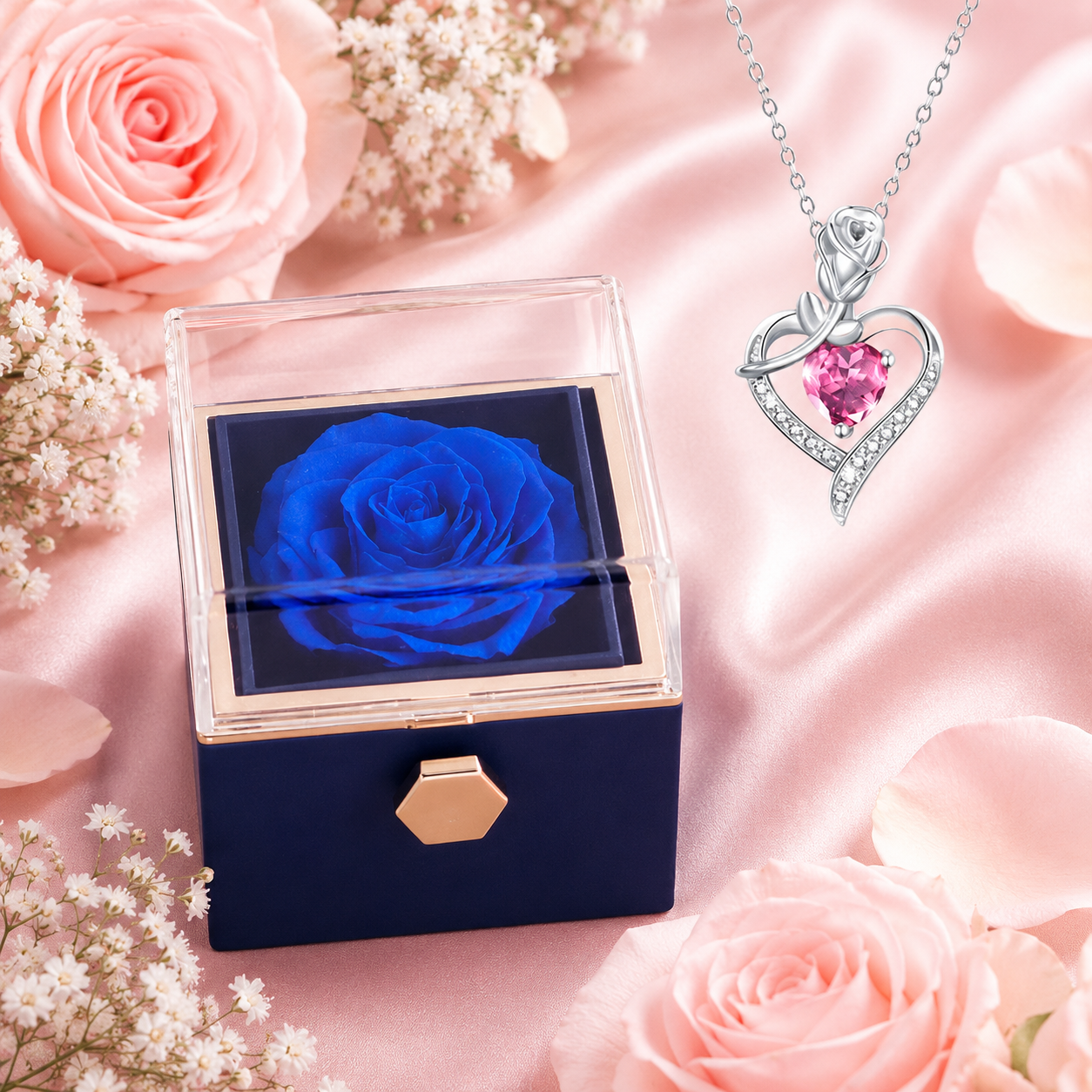 Le Secret de la Rose – Coffret Rotatif & Collier