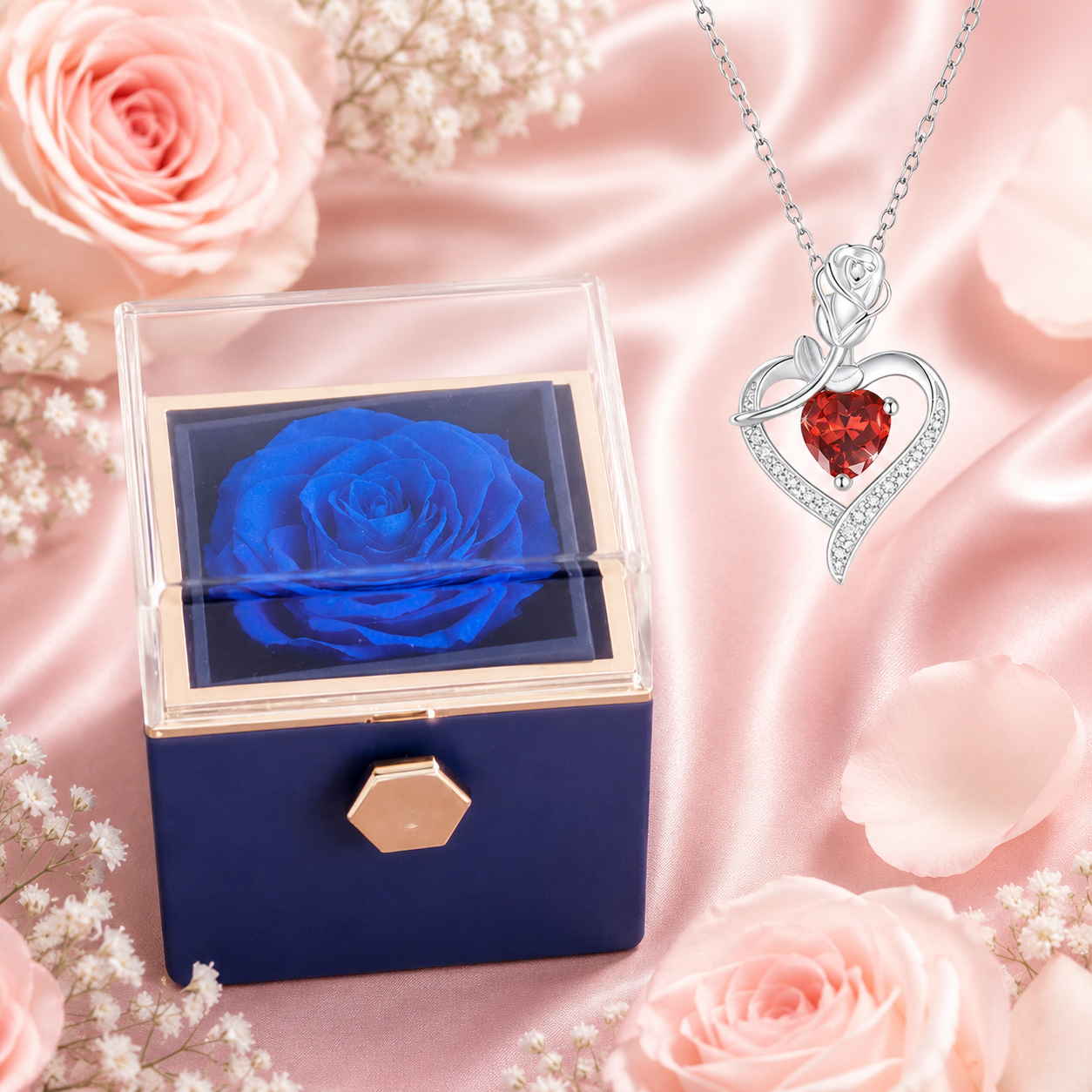 Le Secret de la Rose – Coffret Rotatif & Collier